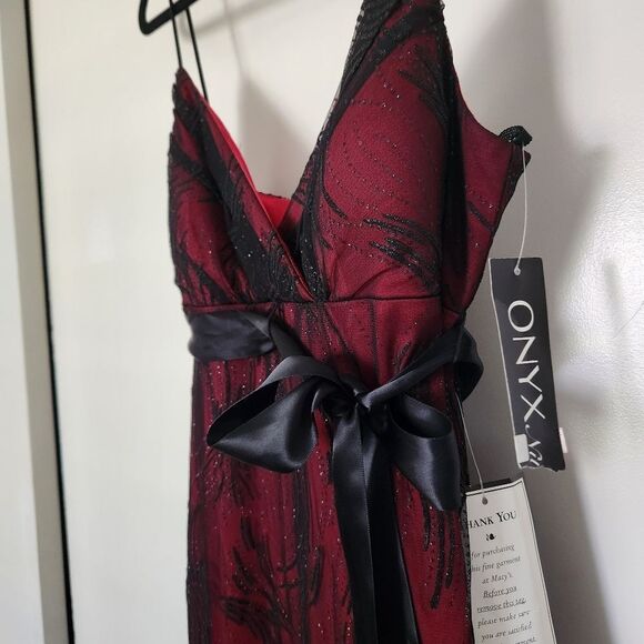 Onyx Nite Womens VINTAGE Party V-Neck Sleeveless Dress Size 12 NWT - Picture 5 of 11